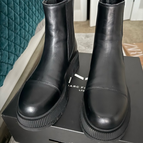 Marc Fisher LTD Bermedia Black Leather Lug Boots - Picture 3 of 14